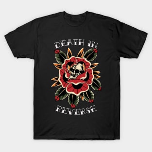 Death In Reverse - Skull with Flower Traditional Tattoo Flash T-Shirt